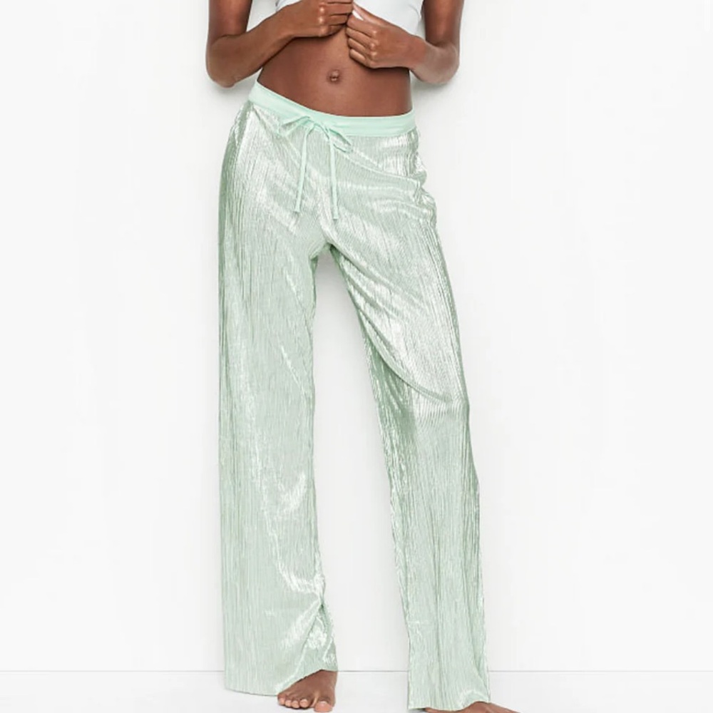 Victoria's Secret Mint Green Pajama Pants Metallic